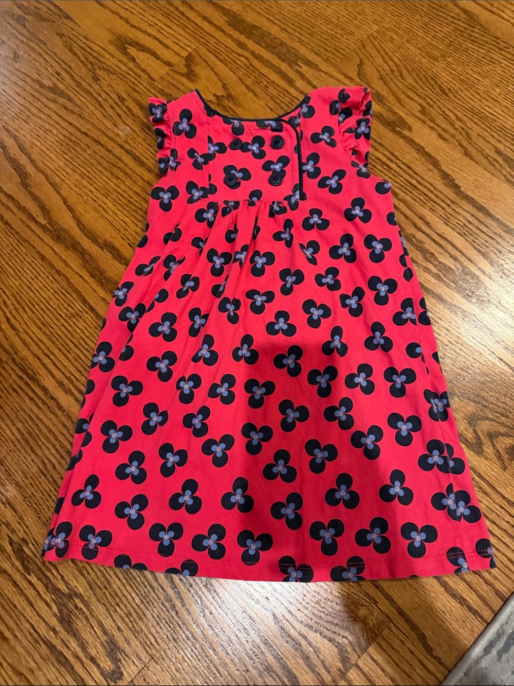 Girls Red Floral Print Sleeveless Dress